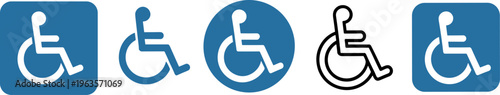 Collection Of Wheelchair Accessibility Symbols In Blue And Black untitled illustration