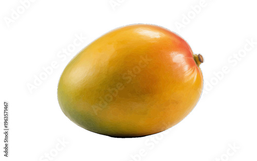 Single ripe mango fruit, tropical exotic fruit isolated on a white background, healthy food concept, food photography, still life