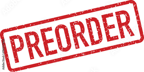 A bold red rectangular stamp explicitly states the word PREORDER against a clean white backdrop