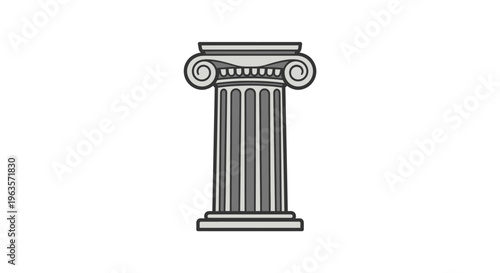 Ancient Roman or Greek style architectural column capital in gray colors, representing classic design, isolated white background.