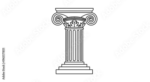 Outline drawing of an ancient Roman or Greek style architectural column capital, representing classic design, isolated white background.