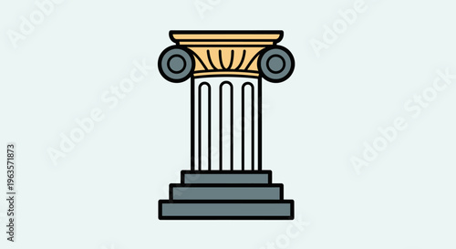 Ancient Roman or Greek style architectural column capital with intricate details, on a light blue background.