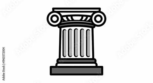 Classic Architectural Column Capital with Doric or Tuscan Style Fluting, Isolated White Background.