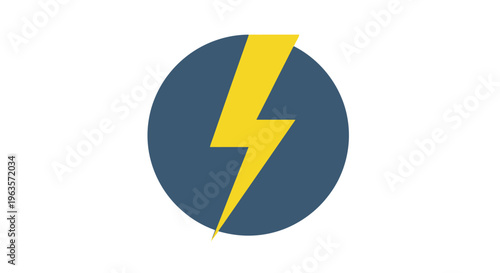 Yellow Lightning Bolt in a Dark Blue Circle, Symbol of Electricity, Power, and Energy, Isolated White Background. Free Download Yellow Lightning Bolt in a Dark Blue Circle, Symbol of Electricity, Power, and Energy, Isolated White Background. - GFXLoad