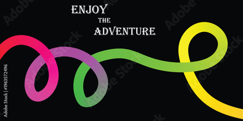 Vibrant abstract journey ribbon on a dark background, symbolizing a dynamic and colorful path to discovery and exciting adventures that lie ahead