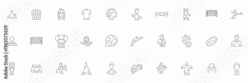 Collection of 30 line icons for business, people, and lifestyle concepts on white background