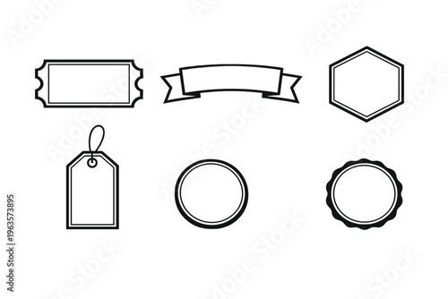 Different shapes of blank labels and tags for crafts and design projects found in a creative workspace