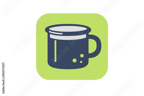 Cup with liquid on a bright green background with simple design and no extra details showing any specific context or environment