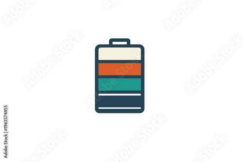 Battery graphic representing charge levels with colored sections indicating usage and capacity over time