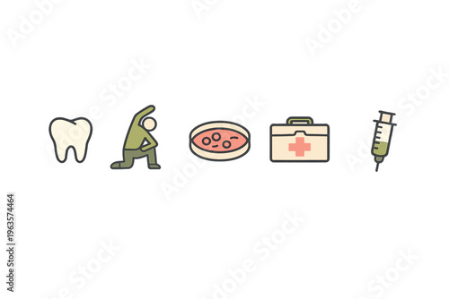Hospital visit involving dental care, health check, and treatment in a medical setting for patients