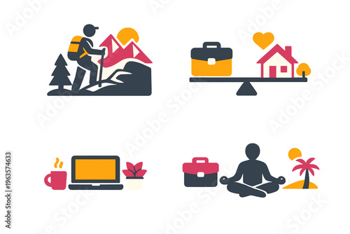 Exploring nature, balancing work and home, enjoying leisure, and practicing mindfulness in various activities