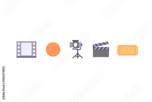 Film production icons showing various aspects of making a movie in a simple visual format