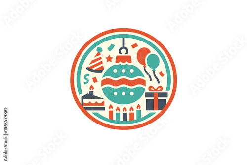 Celebration scene with balloons, cake, gift, and party decorations at a festive event during a special occasion