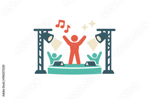 Crowd cheers for performer on stage during live music event in a concert hall at night