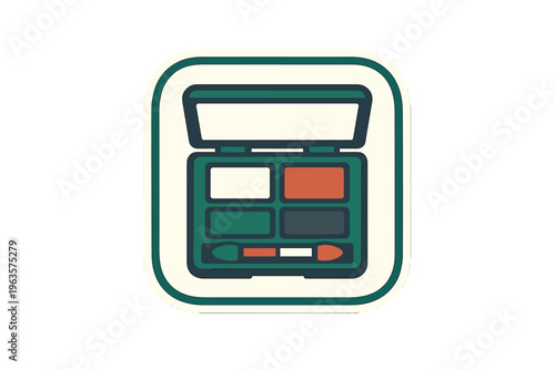 Cosmetic palette showing different colors of makeup, located in a simple design on a light background