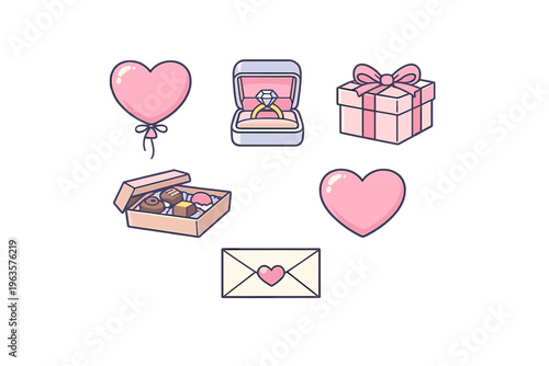 Celebration of love with gifts and symbols on a simple background during a special occasion