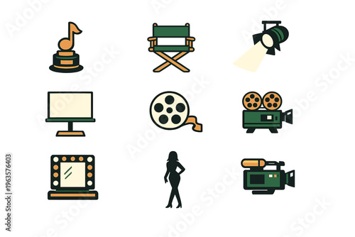 Music and film symbols are often used to represent the entertainment industry and its various elements in many settings