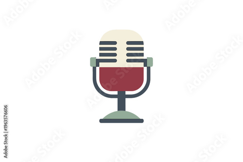 Old style microphone in front of a plain background ready for a recording session or a podcast discussion