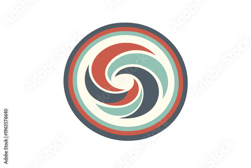Swirling design in circular format with vivid colors and patterns displayed on a white background