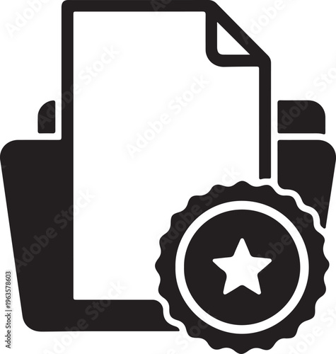 Certified document icon with star badge