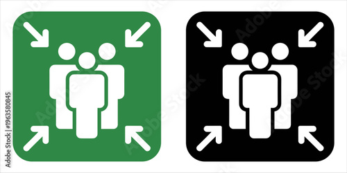 Canvastavla Meeting Point Symbol in Green and Black with White Icons Keywords: meeting point