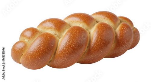 Braided golden loaf of bread isolated on transparent background