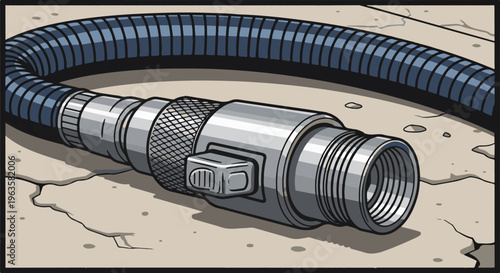 Flexible metal conduit connector with a button and threaded coupling on rough ground