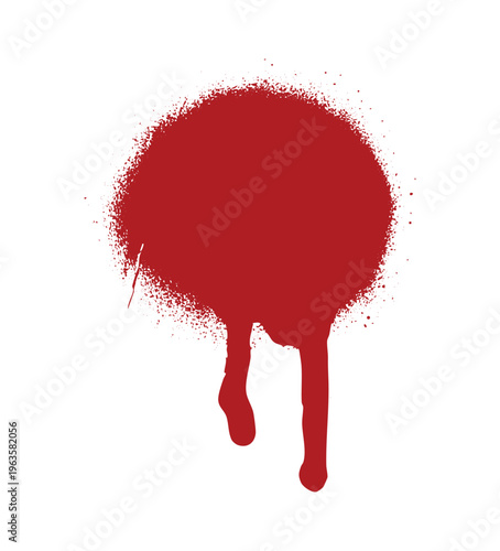 Red Spray Paint Splash with Dripping Paint Effect Vector Illustration
