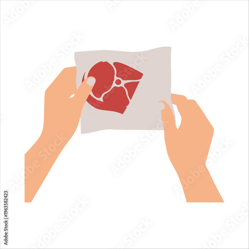 Hands preparing fresh raw meat for Eid al-Adha celebration a symbol of sacrifice and festive sharing