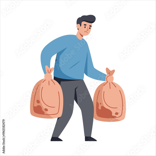 Man Carrying Bags of Food for Eid al-Adha Celebration with Generosity