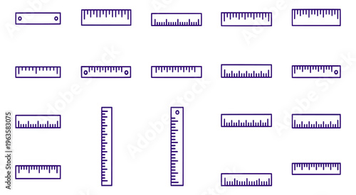 A collection of rulers in different sizes and orientations
