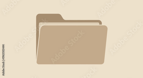 Blank Manila Folder Icon, Flat Design, Isolated on Beige Background