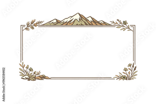 Mountain design with floral details for use in various projects and decorations