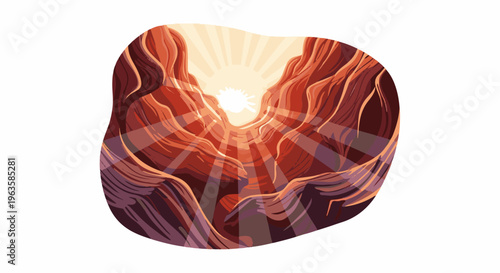 Sunbeams pierce through a narrow canyon, illuminating rock formations