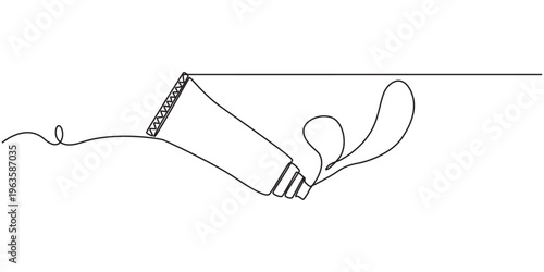 Cream, Moisturizer continuous line art, Continuous one line drawing of cosmetic cream tube. Skin care cream in single line draw illustration. Editable stroke, A single line drawing of a cream tube.
