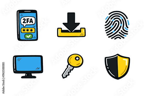 Understanding two-factor authentication with simple symbols representing security measures