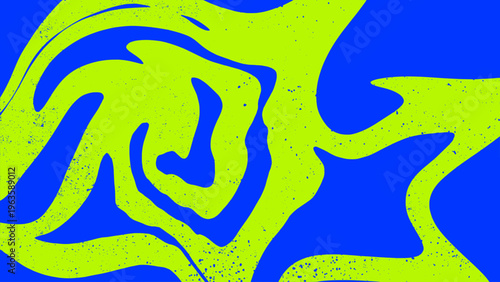 Abstract Liquid Background in Vintage 70s Azure Blue and Lime Green Style Featuring Seamless Groovy Flowing Pattern for Aesthetic Retro Decor