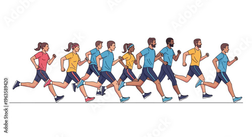 a group of people running together.