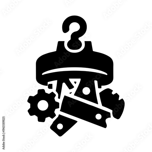 Scrap metal recycling icon solid black icon vector illustration