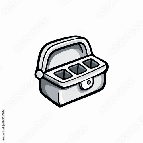 Lunch Box with Three Compartments Open.