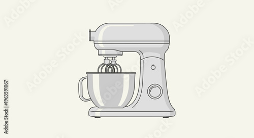 Modern Stand Mixer Illustration for Baking and Cooking Activities on a Minimalist Background