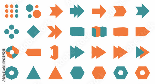 Collection of Colorful Geometric Shapes and Directional Arrows for Web Design, UI, and Infographics on Isolated White Background. Free Download Collection of Colorful Geometric Shapes and Directional Arrows for Web Design, UI, and Infographics on Isolated White Background. - GFXLoad