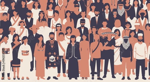 Diverse Group of People from Different Cultures Standing Together