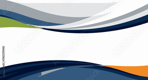 Abstract Blue Grey Orange Wave Design on White Background