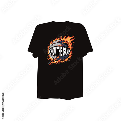 Burning Basketball Ball with Inspirational Quote for T-shirt