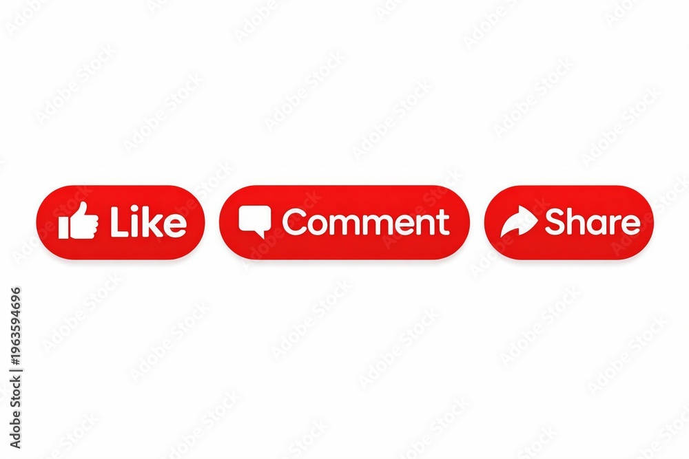 Fototapeta premium Three buttons for engaging with social media content on a platform