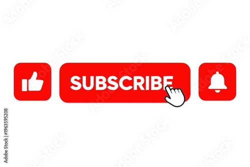 A digital illustration showing a subscribe button being clicked on a social media platform