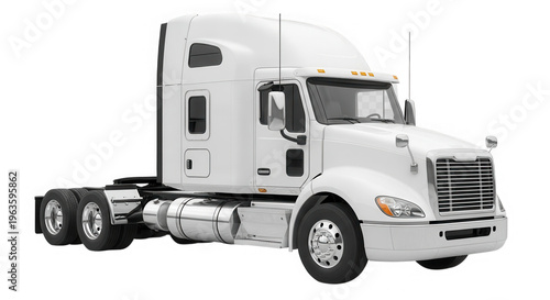 White semi truck tractor trailer isolated on transparent background