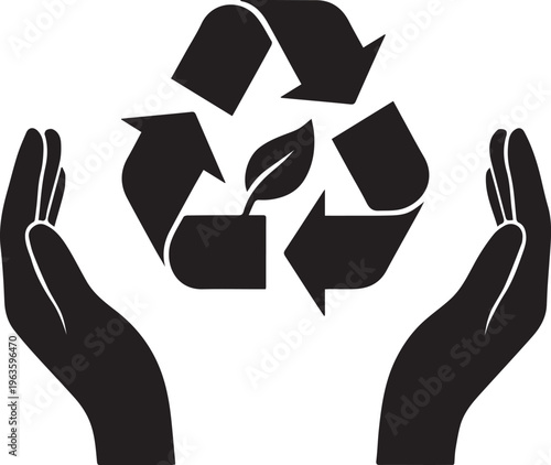 Recycling Symbol Hands Silhouettes Earth Day