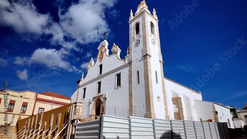 Historic Igreja de Nossa Senhora da Conceição Church with Scaffolding in Portimão Algarve Portugal